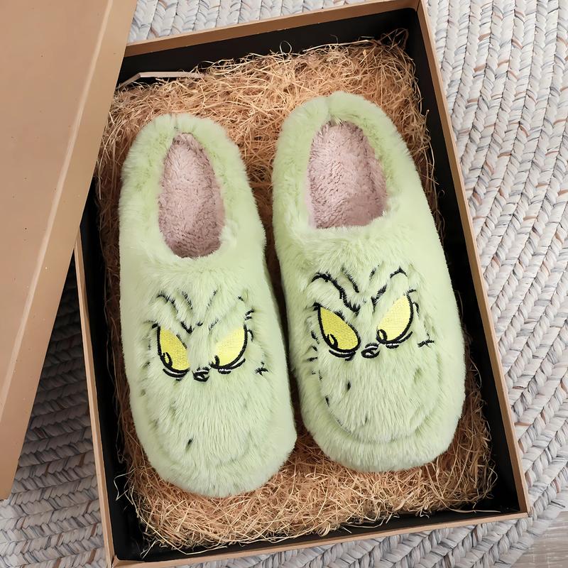 Grinch Slippers for Adults & Kids Women Men – Cozy Fuzzy Plush Holiday Slippers with Non-Slip Sole – Perfect Christmas Gift Footwear Shoe