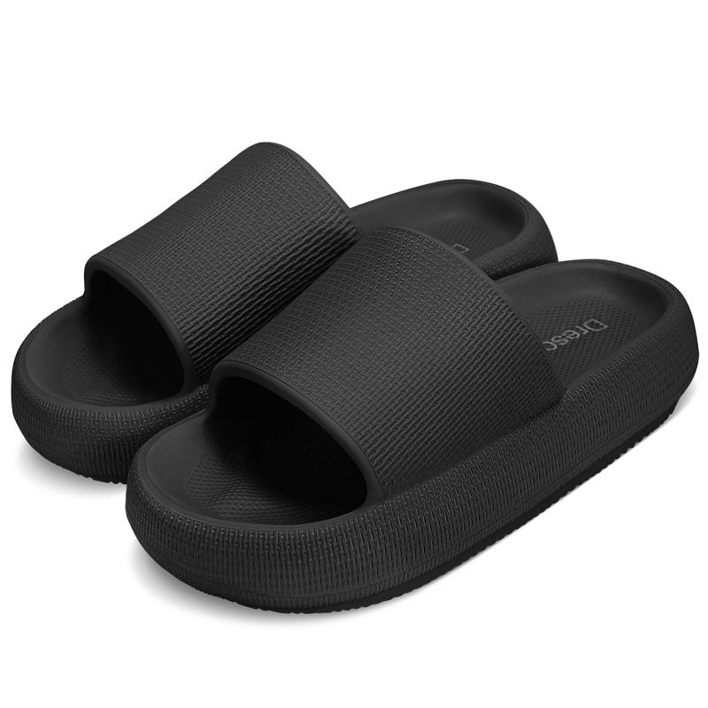 Men's Women's Quick Dry Open-Toe Slippers Cloud House Massage Shower Sandals EVA Winter Platform Anti-Slip Pillow Slippers