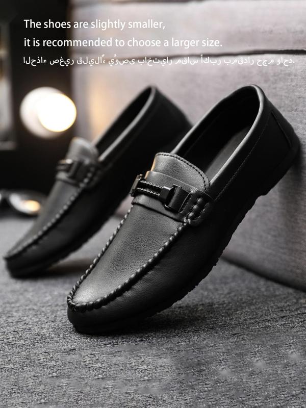 Men's Business Solid Color Slip on Dress Shoes, Low Heel Shoes for Work Office Formal Occasion, Comfortable PU Leather Daily Loafers