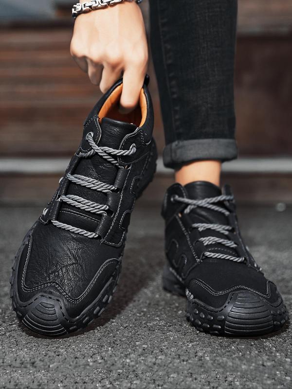 Men's Fashionable Letter Patched Design Lace Up Low Top Sneakers, Casual Comfortable Breathable Non-slip Outdoor Hiking Shoes, Durable and Fashionable Design Shoes for Daily Wear Designer Shoes