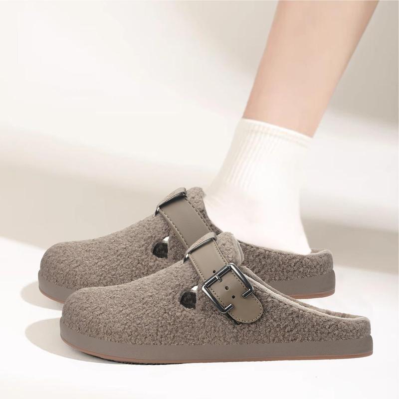 Men's Women's Fuzzy Fleece Lined Orthotic Arch Support Adjustable Buckle House Slippers Clogs for Plantar Fasciitis Indoor Outdoor Comfy Winter Slip On Slippers Footwear Walking Shoes Footwear Walking Shoes sherpa slippers