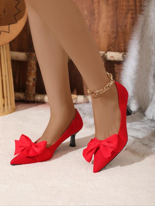 Women's Elegant Bowknot Decorated High Heel Shoes, Fashionable Pointed Toe Stiletto Heels for Party