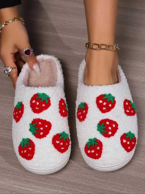 Christmas Themed Cartoon Santa Face Fuzzy Cushioned Slippers for Women, Cute Plush Christmas Tree & Deer & Snowman Graphic House Slippers for Indoor Outdoor, As Girlfriend Gifts