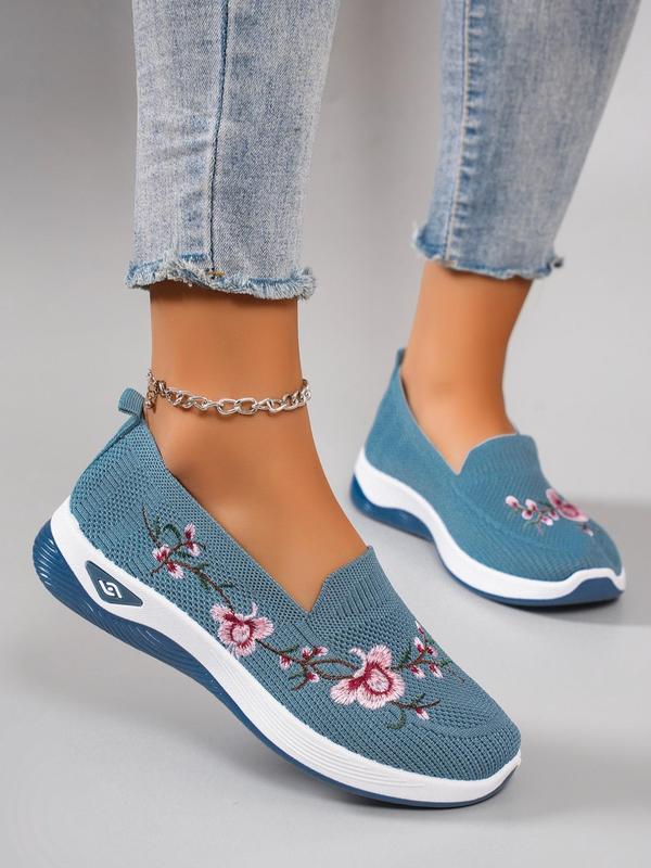 Fashionable Floral Pattern Mesh Breathable Lightweight Non-slip Sneakers for Women, Designer Shoes, Casual Comfortable Sports Shoes, All-match Commuter Shoes for Work & Daily, Summer Walking Shoes