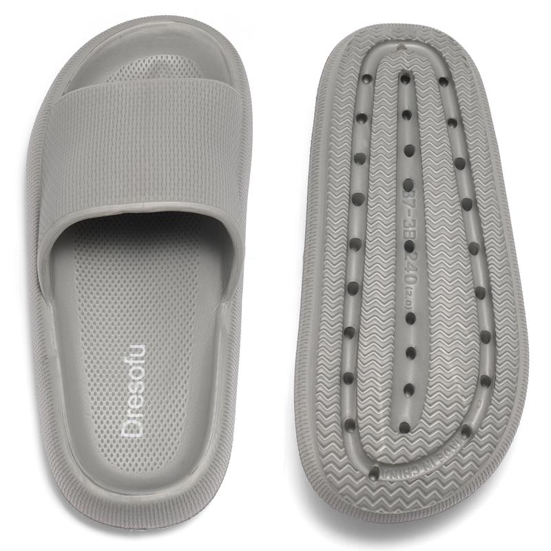 Men's Women's Quick Dry Open-Toe Slippers Cloud House Massage Shower Sandals EVA Winter Platform Anti-Slip Pillow Slippers