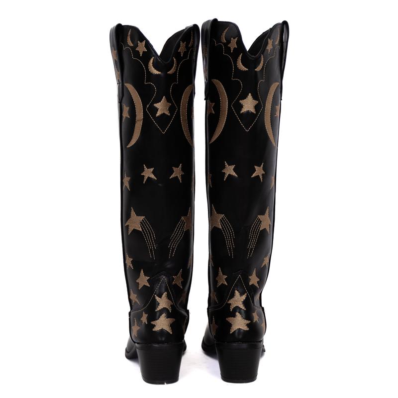 Luna Black Star and Moon Western Boots