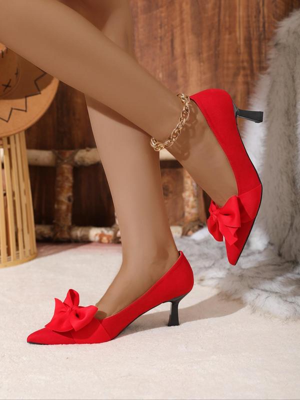 Women's Elegant Bowknot Decorated High Heel Shoes, Fashionable Pointed Toe Stiletto Heels for Party