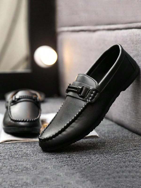 Men's Business Solid Color Slip on Dress Shoes, Low Heel Shoes for Work Office Formal Occasion, Comfortable PU Leather Daily Loafers