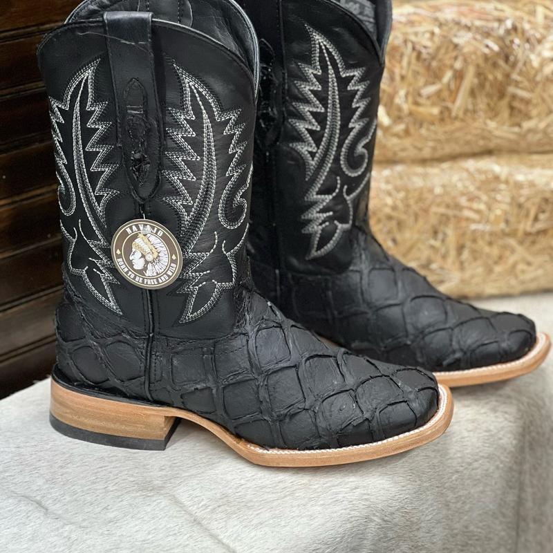 Men CowBoy Boots Black moor