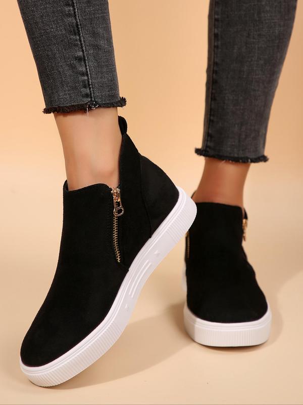 Women's Zipper Ankle Fashion Boots, Casual Comfortable Round Toe Boots for Daily Wear, Female All-match Trendy Shoes for Daily Wear