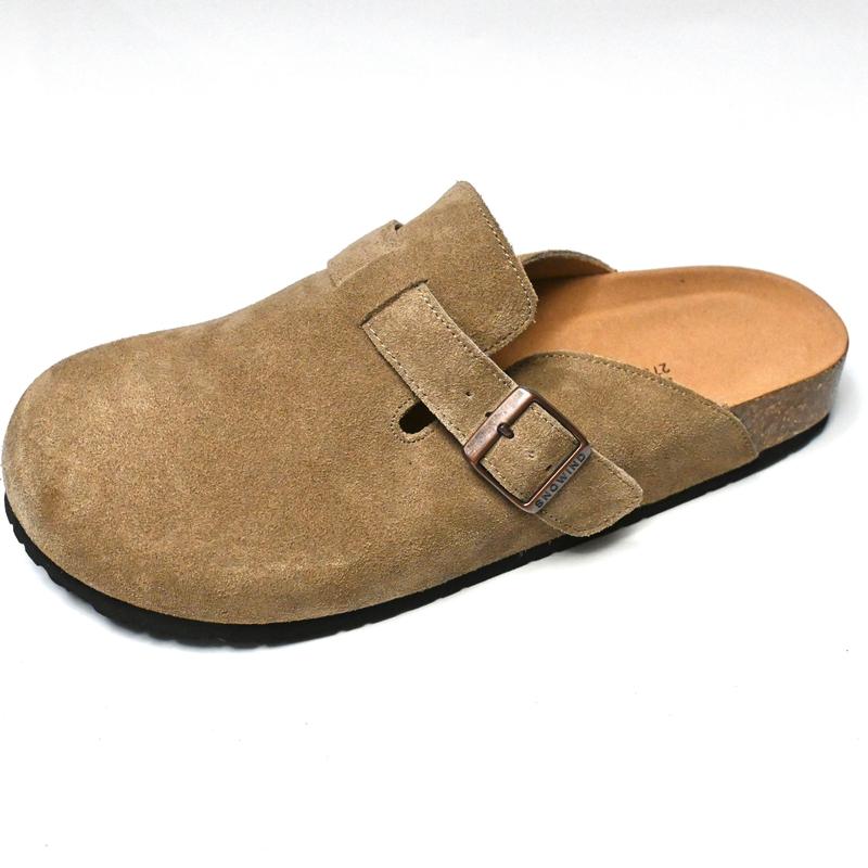 SNOWIND Women Men Round Toe Cork Footbed Clogs Fashion Suede Shoes Slide Outdoor Slippers with Strap Adjustable Flat Buckle Clogs Retro fashion Walking Shoes Slippers