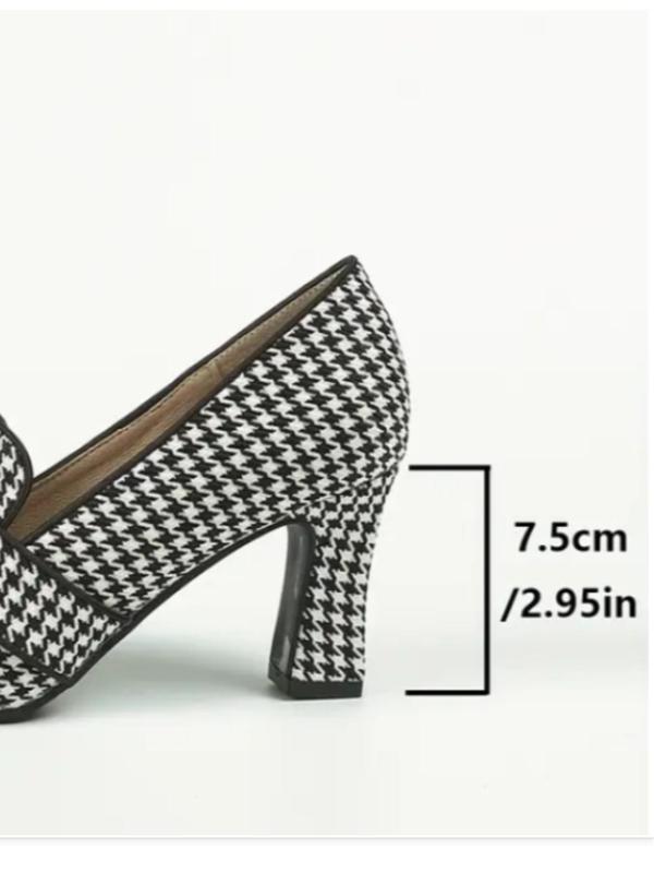 Women's 1 Pair Houndstooth Print Bowknot High Heel Slip on Shoes, Fashionable Pointed Toe Heels for Daily Wear, Lightweight Breathable Comfortable Shoes for Women & Girls