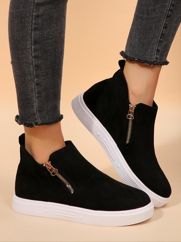 Women's Zipper Ankle Fashion Boots, Casual Comfortable Round Toe Boots for Daily Wear, Female All-match Trendy Shoes for Daily Wear