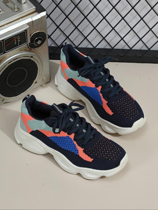 2024 New Fall Summer Sporty Low Top Lace Up Athletic Chunky Sneakers, Lightweight Breathable Anti-slip Athletic Shoes, Outdoor Sports Shoes, Back To School Shoes for Women, Fall Outfits, Fall Freshness Fall Outfits 2024