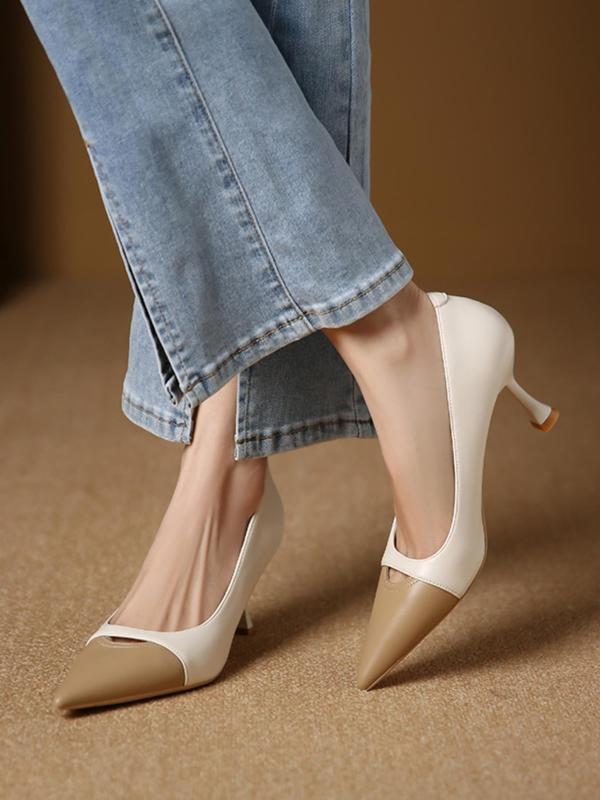 Women's Fashion Colorblock Stiletto Heels, 1 Pair Elegant Pointed Toe High Heels for Party, Daily Wear, Breathable Comfortable Shoes for Women & Girls and Outdoor