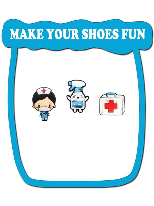 Cute Doctor Series Shoe Charms, Cartoon Nurse Themed Shoe Decoration Charms, Fashionable Shoes Decoration for Clogs, Shoes DIY Decoration