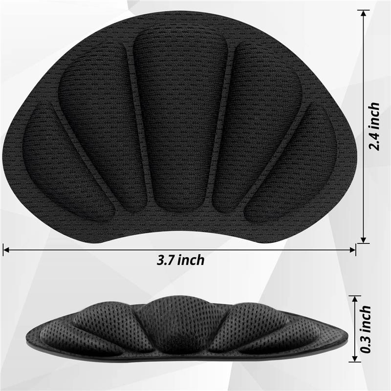 Shoe Heel Inserts, 8 Pcs Mesh Self-Adhesive Heel Cushion Pads for Back of Heel, Heel Cushion Inserts Prevent Shoes Too Big for Women Men, Black (Black 8pcs) (Black 8pcs)