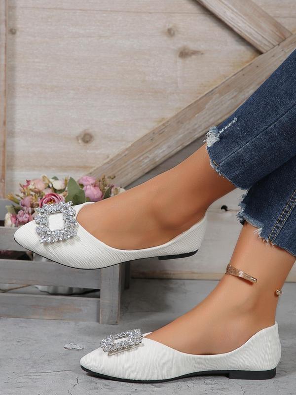 Women's Rhinestone Decorated Pointed Toe Flat Shoes, Casual Comfortable Versatile Shoes for Daily Wear, Trendy Matching Shoes for Banquet & Wedding Party