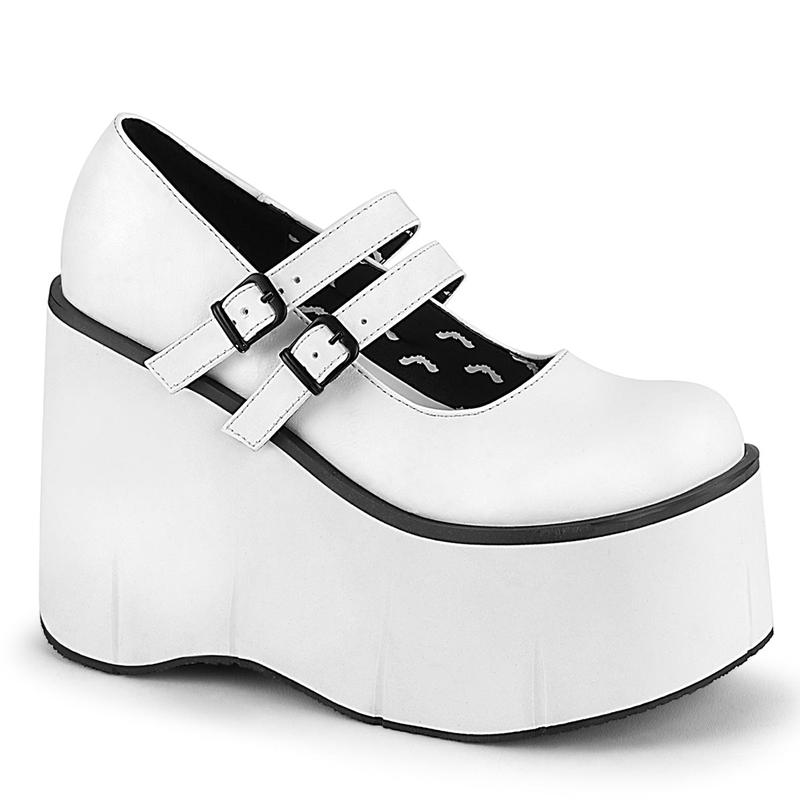 Demonia Kera-08 White Vegan Leather Platforms