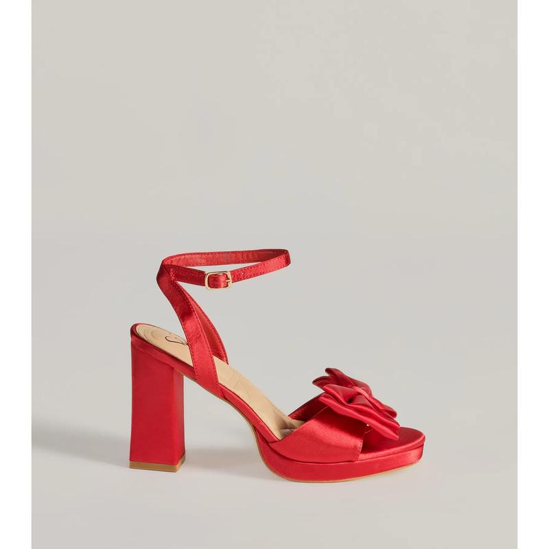 Icon Era Satin Bow Strap Platform Heels