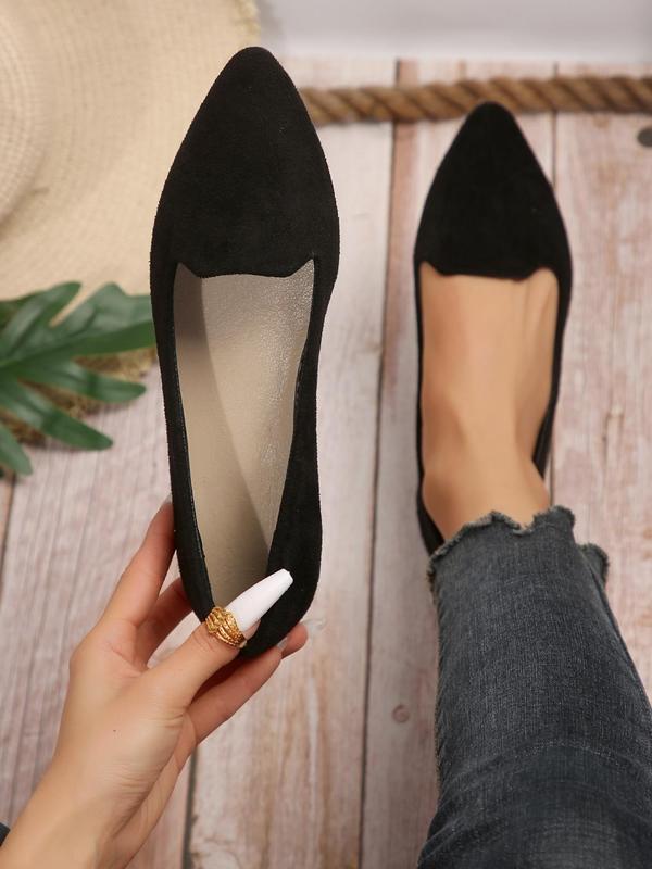 Women's Solid Color Pointed Toe Flat Shoes, 2024 New Style Casual Comfortable Slip on Shoes for Daily Wear, Lightweight Breathable Shoes for Women & Girls