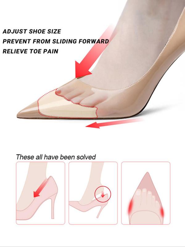 1 Pair Toe Filler Inserts, Adjustable Anti-slip Sponge Forefoot Pad for High Heels, High Heel Cushion Inserts Adjustable Toe Plug Reusable Shoe Filler for too Big Shoes Women