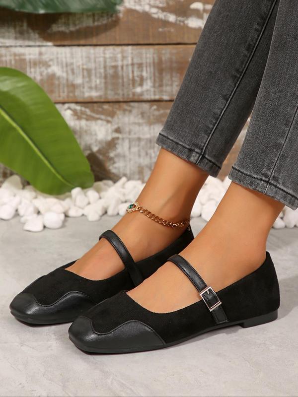 Women's Fashionable Buckle Mary Jane Shoes, Casual Comfortable Square Toe Flat Shoes for Daily Wear, All-match Commuter Shoes for Work & Daily Wear