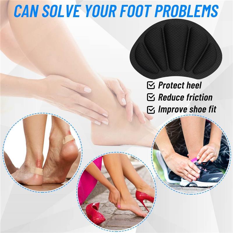 Shoe Heel Inserts, 8 Pcs Mesh Self-Adhesive Heel Cushion Pads for Back of Heel, Heel Cushion Inserts Prevent Shoes Too Big for Women Men, Black (Black 8pcs) (Black 8pcs)