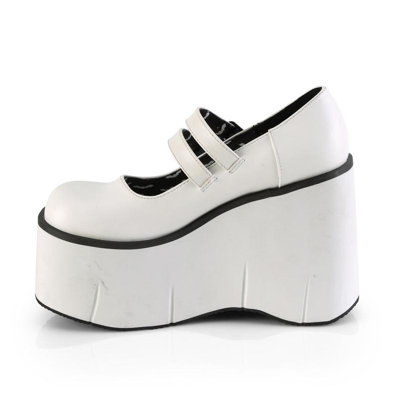 Demonia Kera-08 White Vegan Leather Platforms