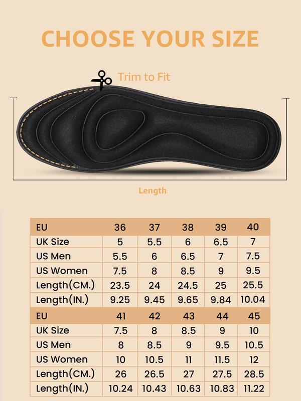 Women's Soft Foam Memory Height Boosters Insoles, Matching Comfortable Non-slip Sports Cushion Insoles for Sneakers, Walking Shoes, High Heel Sports Shoe Insoles, Footwear Accessories