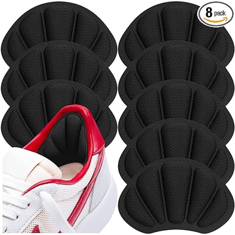 Shoe Heel Inserts, 8 Pcs Mesh Self-Adhesive Heel Cushion Pads for Back of Heel, Heel Cushion Inserts Prevent Shoes Too Big for Women Men, Black (Black 8pcs) (Black 8pcs)