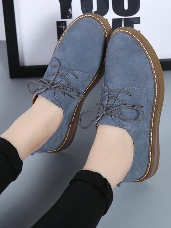 1 Pair Women's Simple Style Solid Color Round Toe Flat Shoes, Casual Trendy Comfortable Lace Up Shoes, Soft Fashionable Shoes For Daily Wear