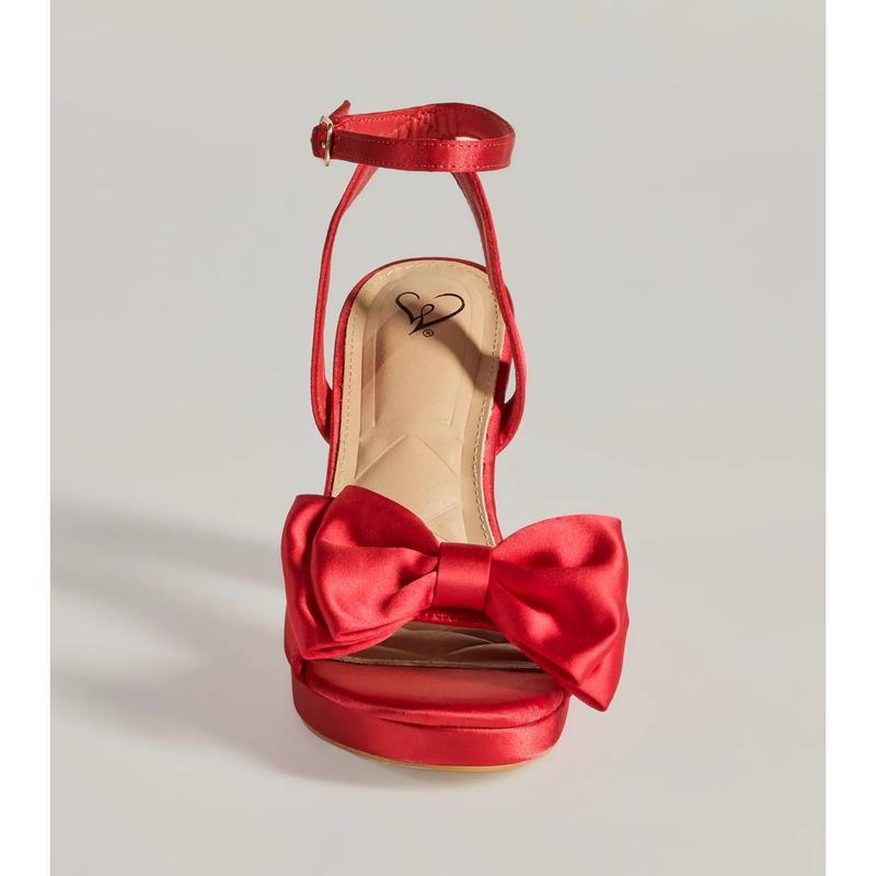 Icon Era Satin Bow Strap Platform Heels