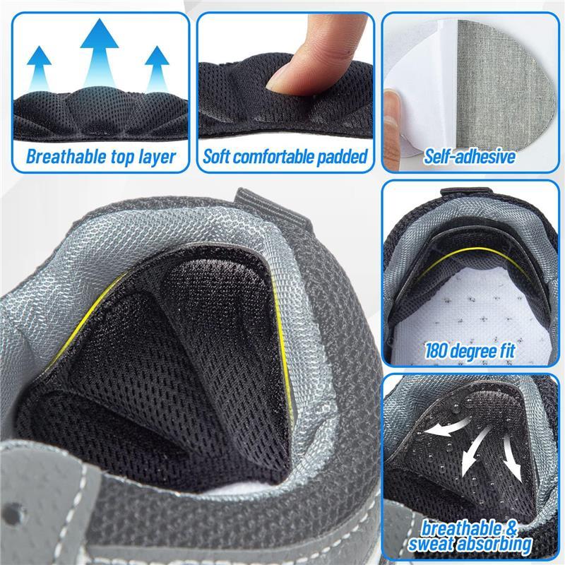 Shoe Heel Inserts, 8 Pcs Mesh Self-Adhesive Heel Cushion Pads for Back of Heel, Heel Cushion Inserts Prevent Shoes Too Big for Women Men, Black (Black 8pcs) (Black 8pcs)