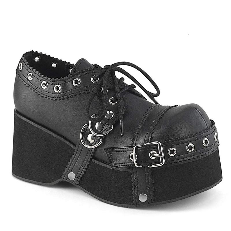 Demonia Dank-28 Black Vegan Leather Platforms