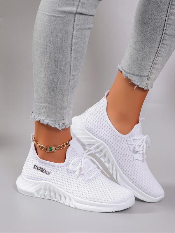 Women's Fashionable Letter Label Lace Up Low Top Sneakers, Casual Comfortable Breathable Sports Running Shoes,  Designer Sneakers