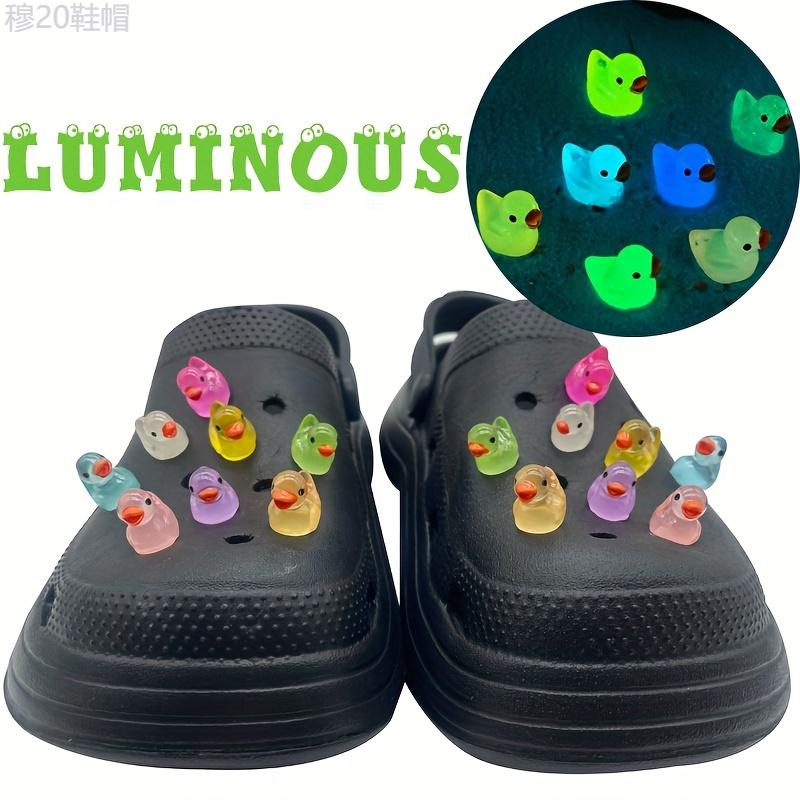 16pcs set Luminous Cute Duck Shoe Charms for Sandals Clogs - Glowing Accents for Nighttime Fun - Slightly Expose to Light for Enhanced Effect Footwear Decor Comfort Weight Parent Knee Bridal