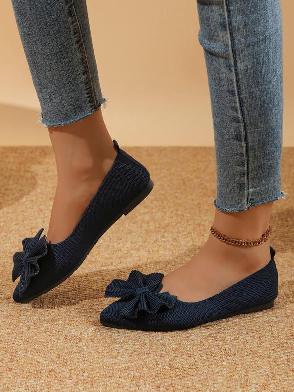 Women's Fashionable Bowknot Design Slip on Flats, Casual Comfortable Breathable Flat Shoes, All-match Commuter Shoes for Work & Daily Wear