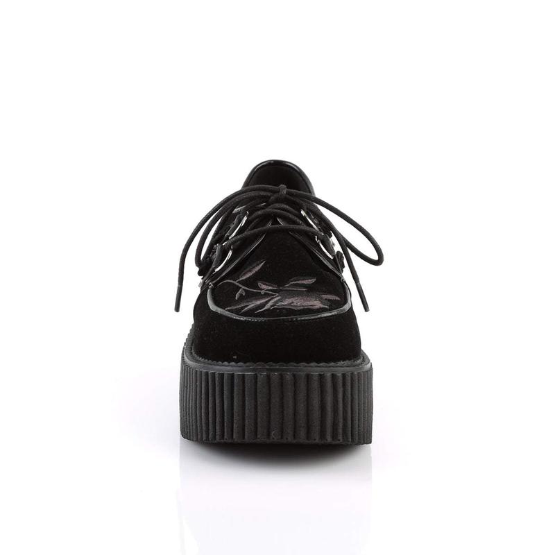 Demonia Creeper-219 Black Velvet Creepers Women Platform