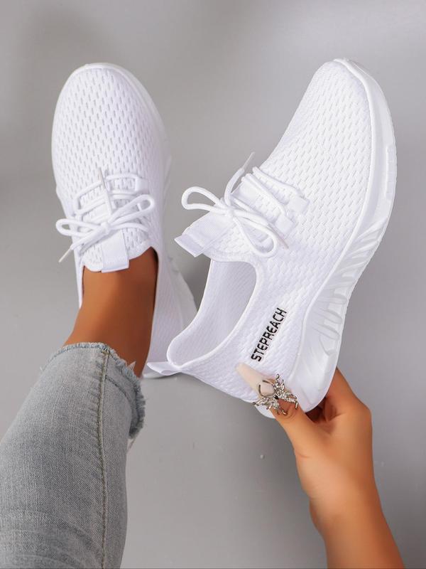 Women's Fashionable Letter Label Lace Up Low Top Sneakers, Casual Comfortable Breathable Sports Running Shoes,  Designer Sneakers