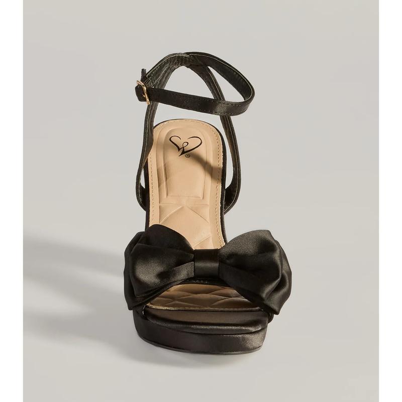 Icon Era Satin Bow Strap Platform Heels