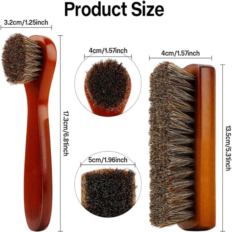 hoe Brush, Shoe Cleaning Brush, 2 Pack Horsehair Shoe Brush, Boot Brush, Horse Hair Brush for Leather, Shoe Brushes for Cleaning, Leather Shoes Boot Cleaning Brush Care Clean Dauber Applicators