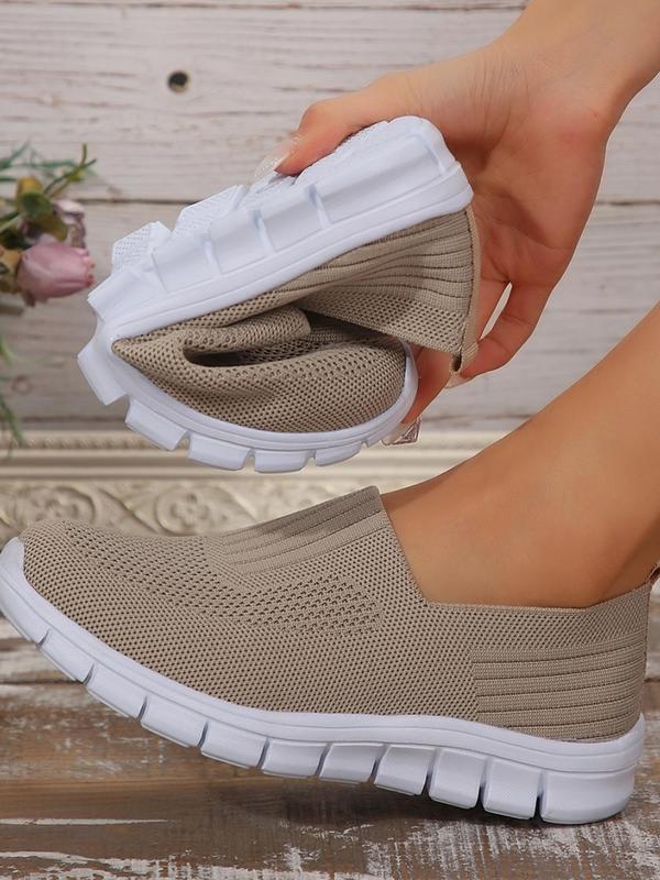 Women's Sporty Minimalist Plain Color Slip on Low Top Sneakers, Casual Breathable Lightweight Slip on  Shoes, All-match Commuter Shoes for Work & Daily Wear