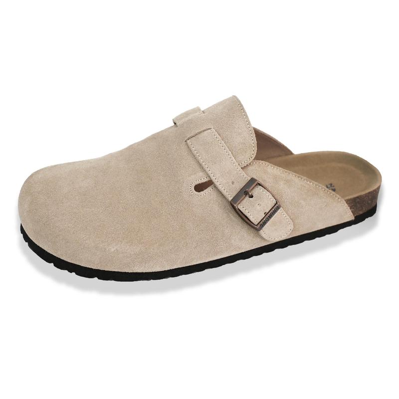 SNOWIND Women Men Round Toe Cork Footbed Clogs Fashion Suede Shoes Slide Outdoor Slippers with Strap Adjustable Flat Buckle Clogs Retro fashion Walking Shoes Slippers