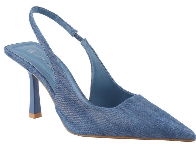 Unilady Women Denim Wash Heels -Sling Back pumps Stylish Classy Fashion High Heels