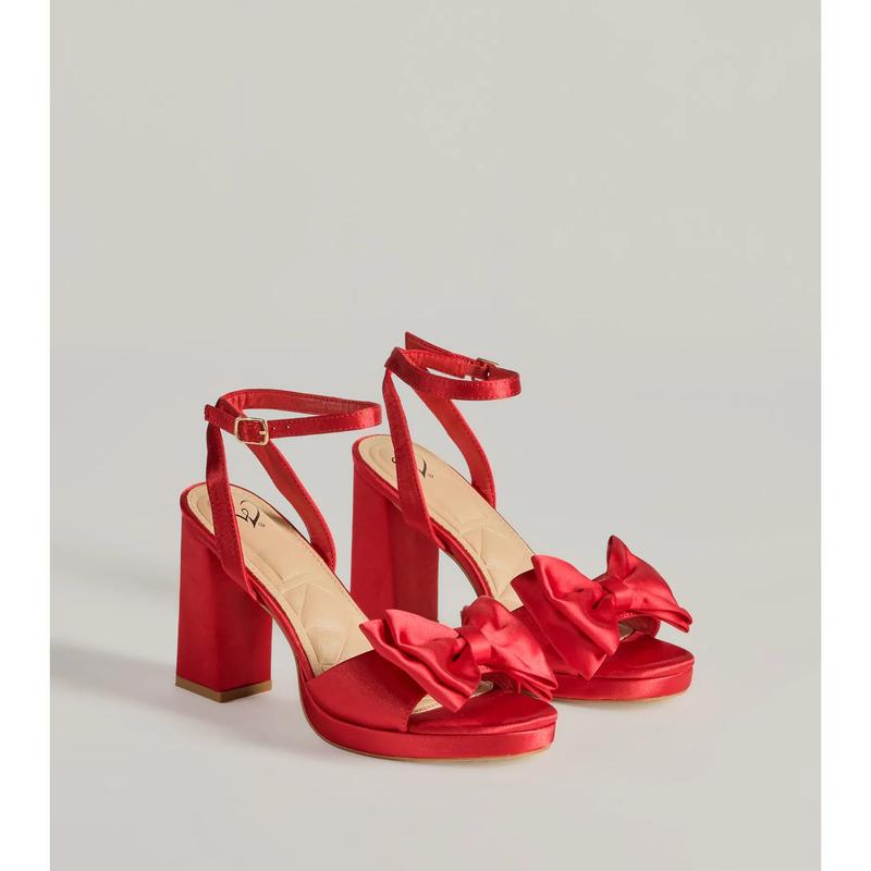 Icon Era Satin Bow Strap Platform Heels