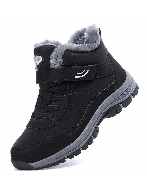 Men's Winter Warm Walking Shoes, Casual Sporty Velcro Design Boots for Outdoor Activities, Male All-match Sports Shoes for Daily Wear