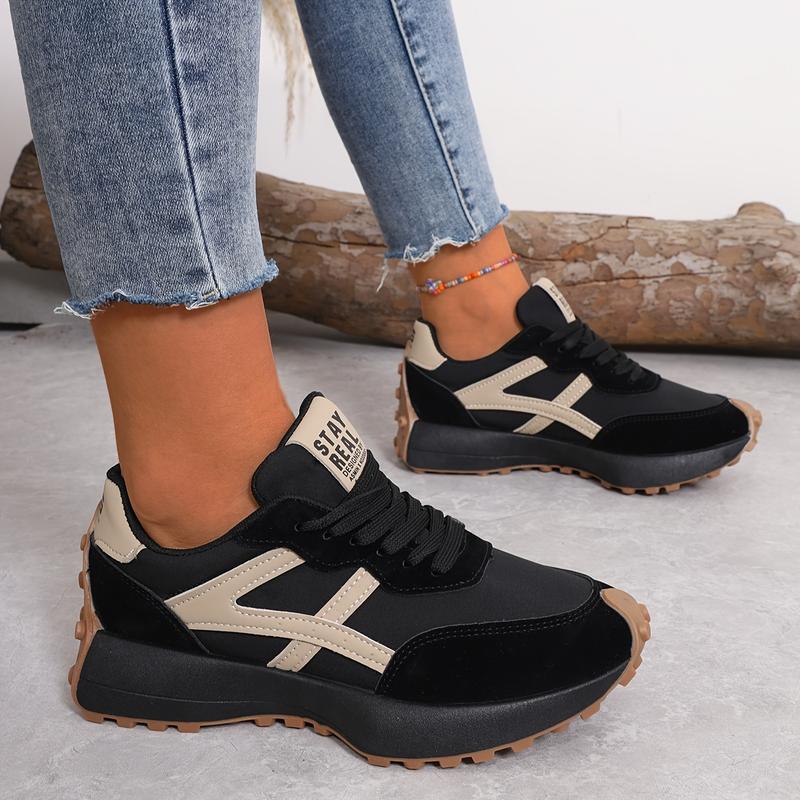 Women's Light Running Sneaker-Casual Daddy's Shoes, Lace-up Closure, Multi-Functional Flat, Breathable Fabric and Imitation Leather Upper