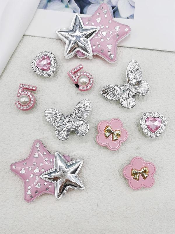 Cute Star & Butterfly Design Shoe Charms,  Fashionable Novelty Shoes Decorations for Clogs Design, Dazzling Glamour Trendy Holiday Shoe Accessories for Women & Girls