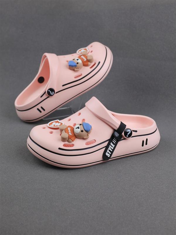 Women's Cute Cartoon Bear Design Clogs, Casual Comfortable Non-slip Clogs, Fashionable Clogs for Indoor & Outdoor Wear